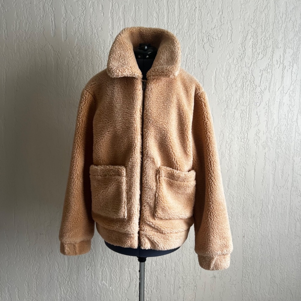 ELODIE FAUX SHERPA TEDDY JACKET SZ M